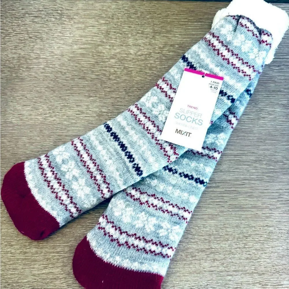 MixIt Plush Sherpa Lined Winter Cozy Slipper Socks